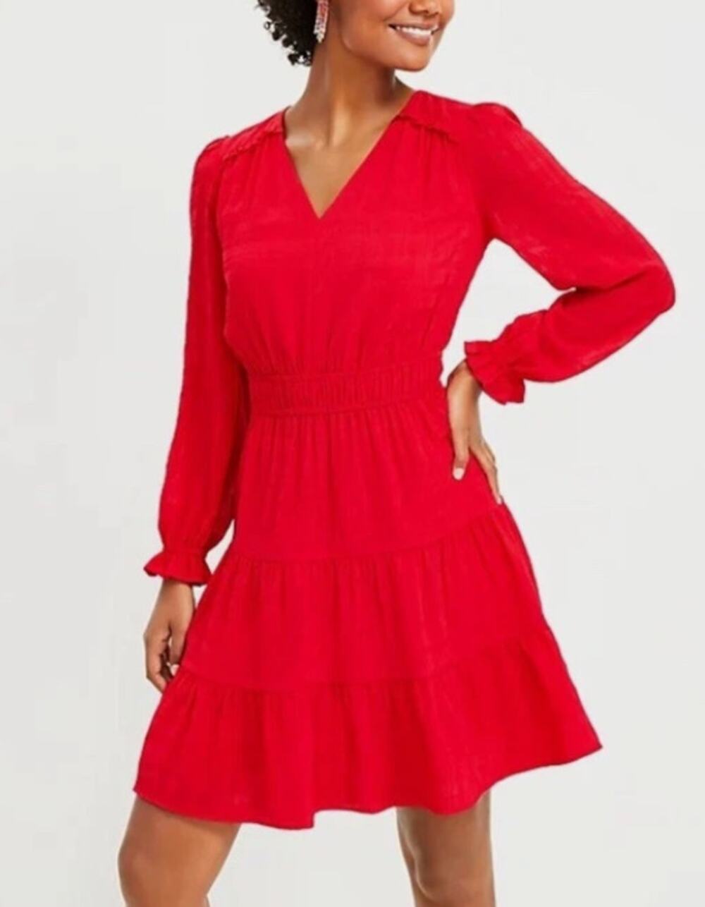 Loft Red Tiered Mini Dress - Women's Size 6